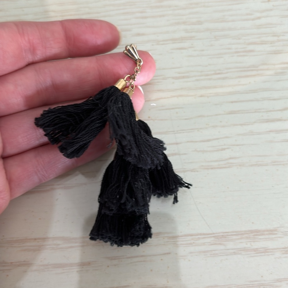 Black Tassle Earrings - Picture 3 of 3